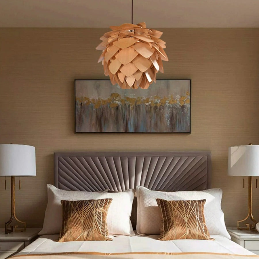 Lisslune | Handcrafted Wooden Pine Cone Pendant Light