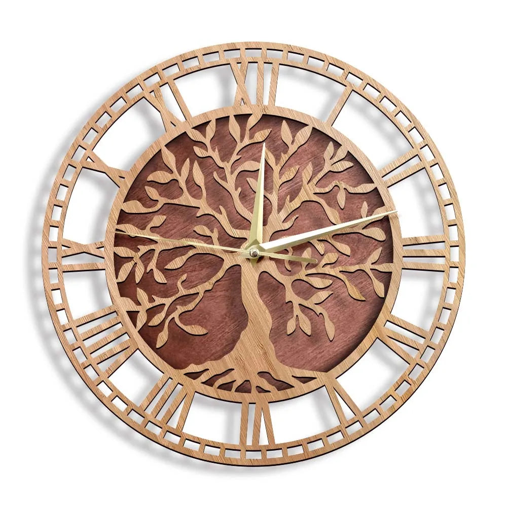 Lisslune | WoodArt | Rustic wall clock made of wood in vintage style