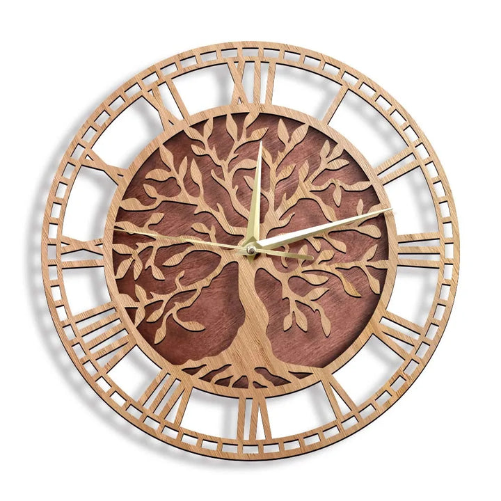 Lisslune | WoodArt | Rustic wall clock made of wood in vintage style