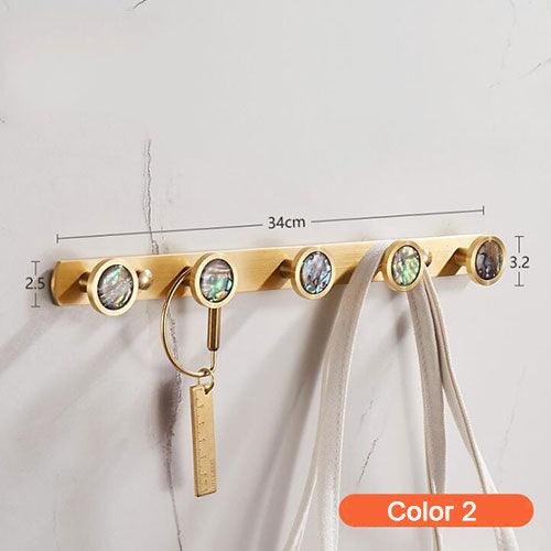 Lisslune | Elegant Luxe Gold Brass Wall Hook Rack with 5 Sturdy Hooks - Stylish Storage Solution
