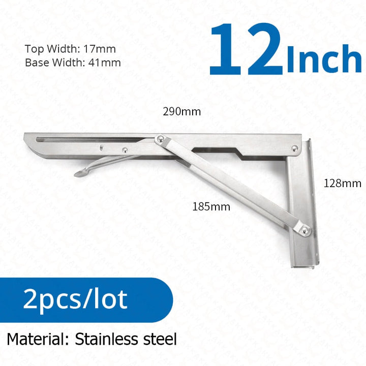 Lisslune | 2-piece set collapsible shelf brackets, heavy-duty, made of stainless steel for tables, motorhomes and space-saving