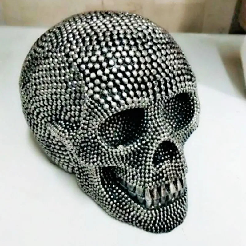 Lisslune | BUF Large Silver/Gold Skull Statue Resin Craft Decorative Ornaments Halloween Decoration Sculpture Home Decor Figures