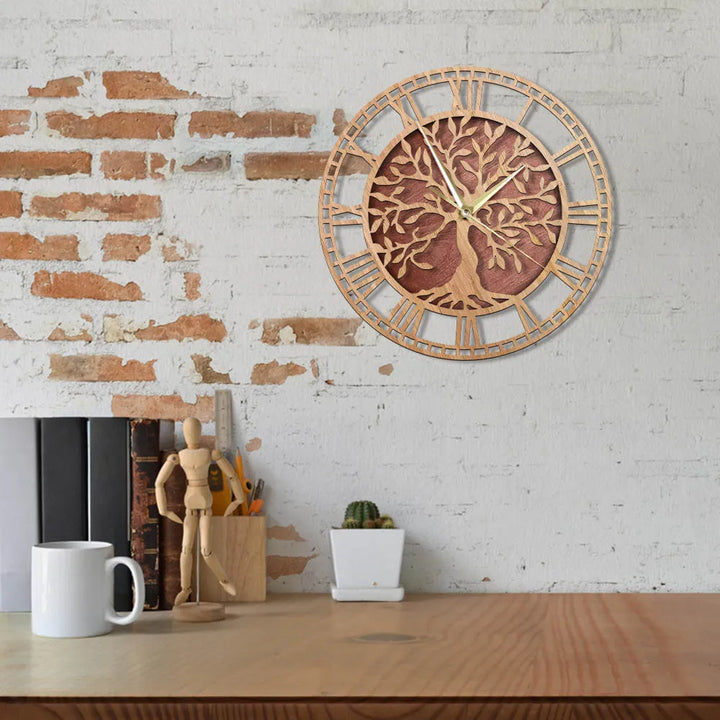 Lisslune | WoodArt | Rustic wall clock made of wood in vintage style