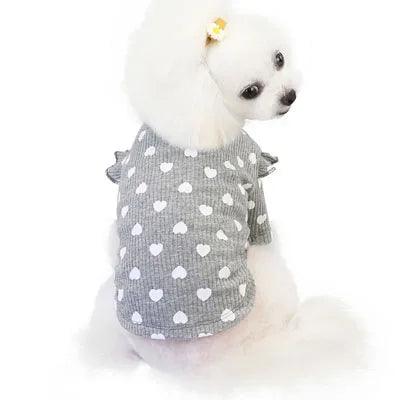 Lisslune | Shaded heart printed hoodie for small dogs - soft cotton in pink, beige, and gray