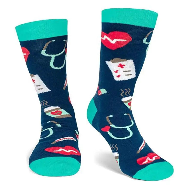 Lisslune | Unisex cotton socks with stethoscope and heart print for doctors and nurses