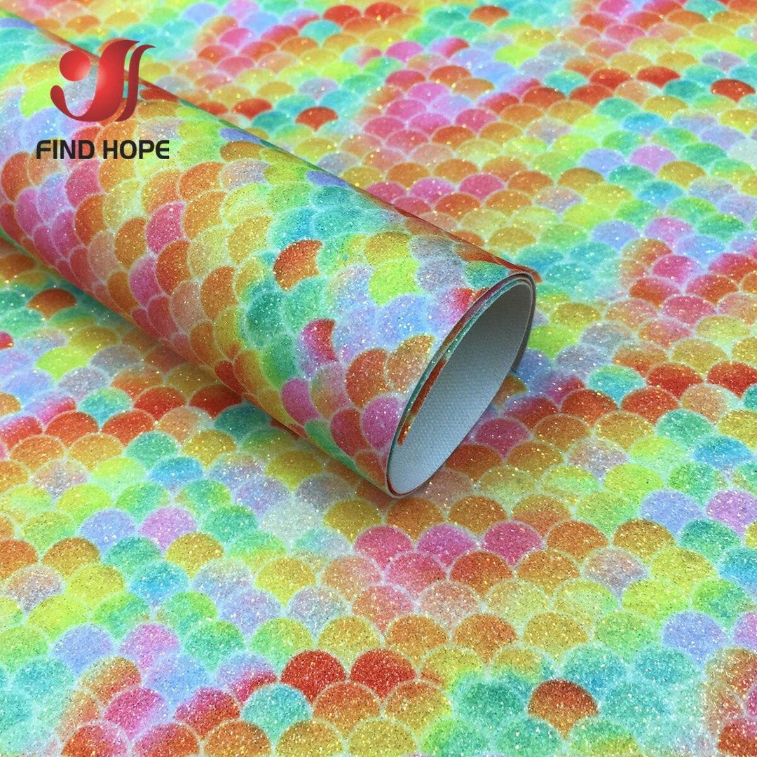 Lisslune | Glittery Rainbow Craft Fabric - 20x30cm Iridescent Art Supplies