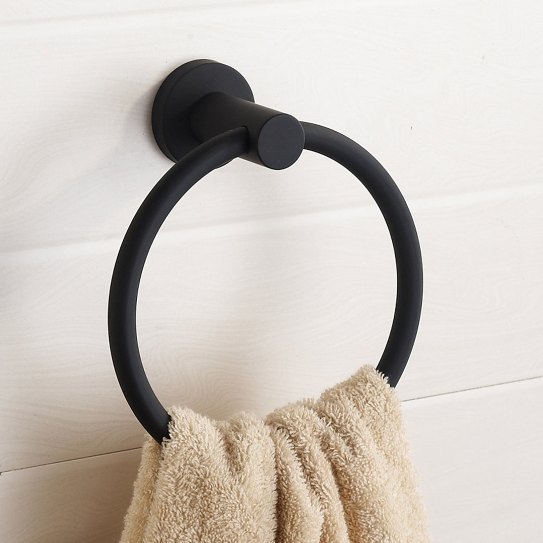 Lisslune | Towel ring made of 304 stainless steel in chrome, Round simple design, Black, European bathroom accessories, Rustproof