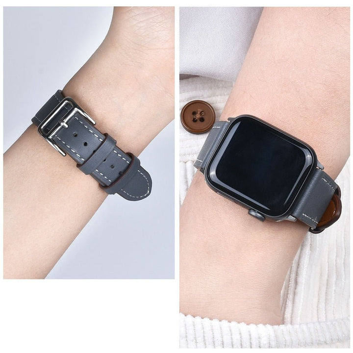 Lisslune | Leather strap for Apple Watch 42mm 38mm Series 3 4 5 6 SE 7 41MM 45MM