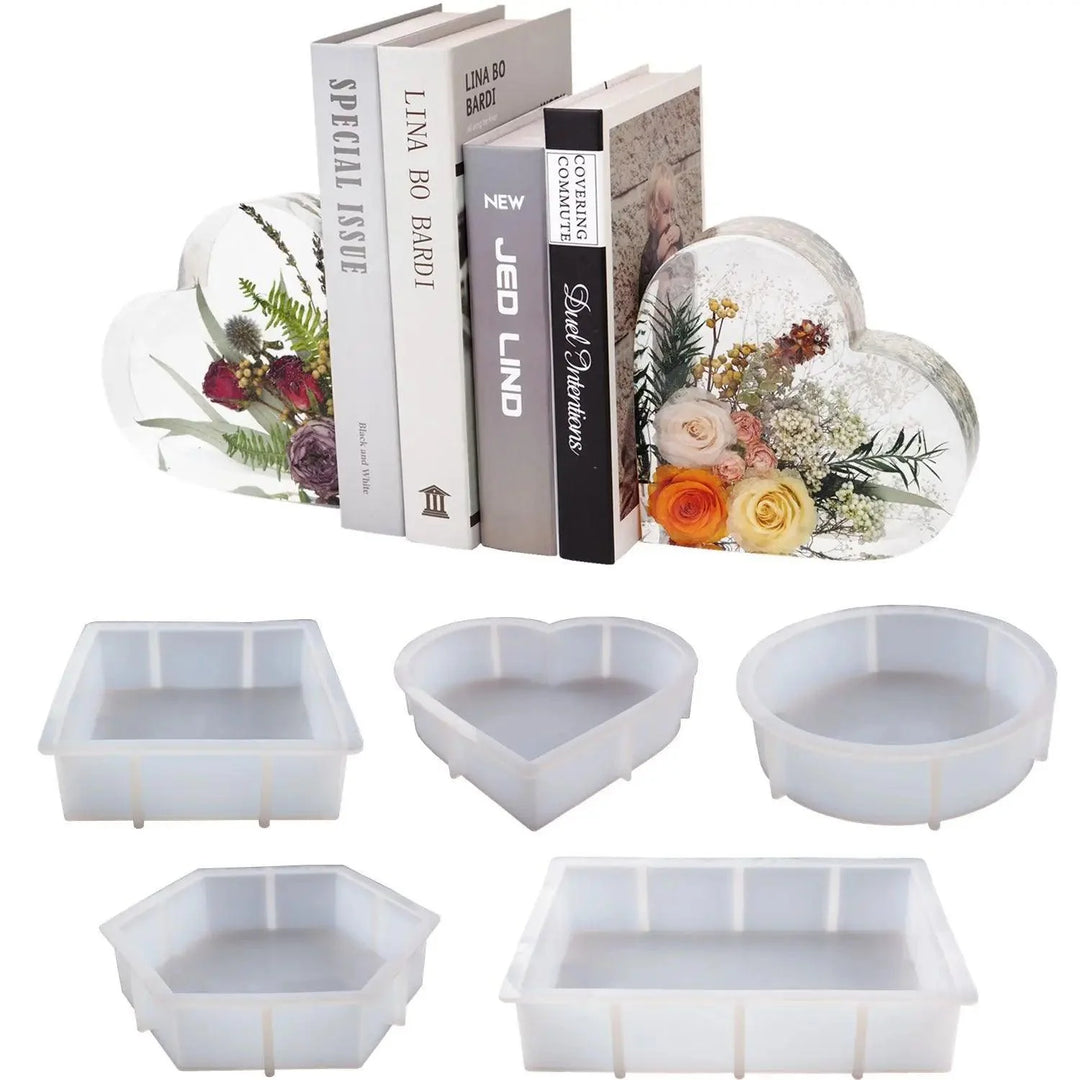 Lisslune | DIY Crystal Silicone Resin Molds – Large Cube, Heart, Round and Rectangular Geometry Molds for Resin Pouring