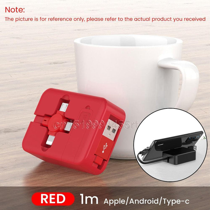 Lisslune | Multifunctional 4-in-1 retractable charging cable with integrated phone stand