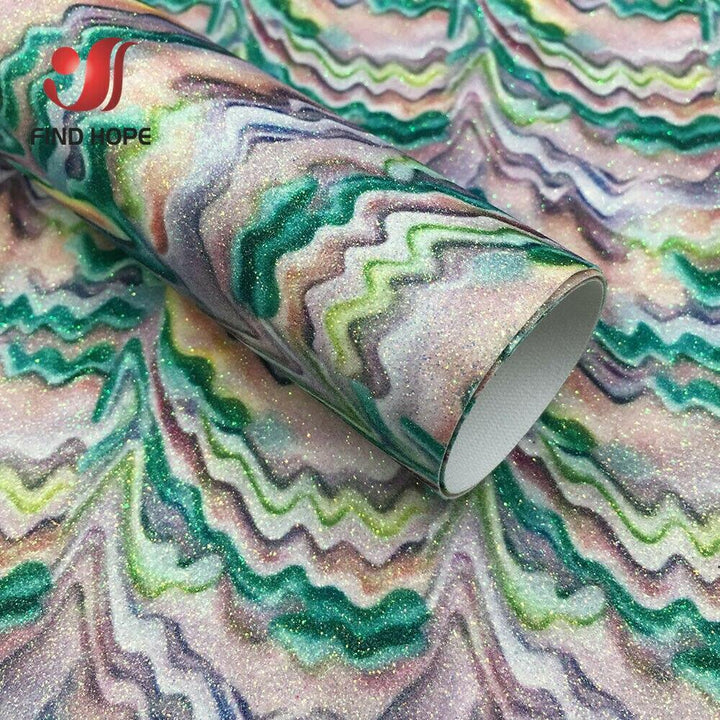 Lisslune | Glittery Rainbow Craft Fabric - 20x30cm Iridescent Art Supplies