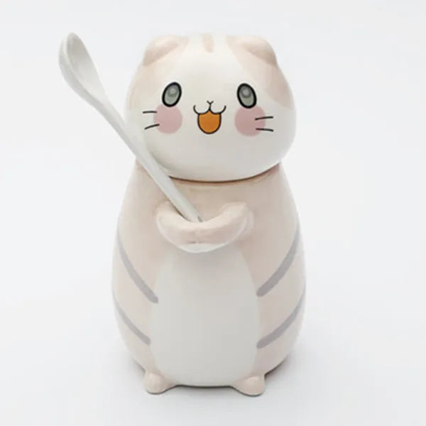 Lisslune | Lucky Cat Ceramic Coffee Mug with Spoon