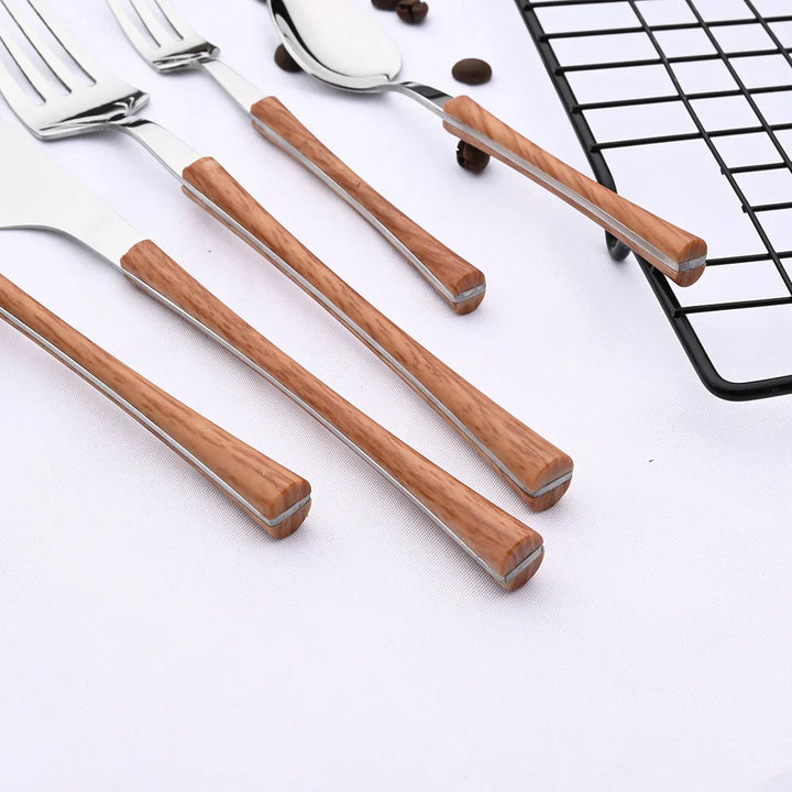 Lisslune | RusticDining | Stainless Steel Cutlery with Wooden Handles