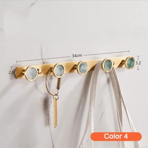 Lisslune | Elegant Luxe Gold Brass Wall Hook Rack with 5 Sturdy Hooks - Stylish Storage Solution