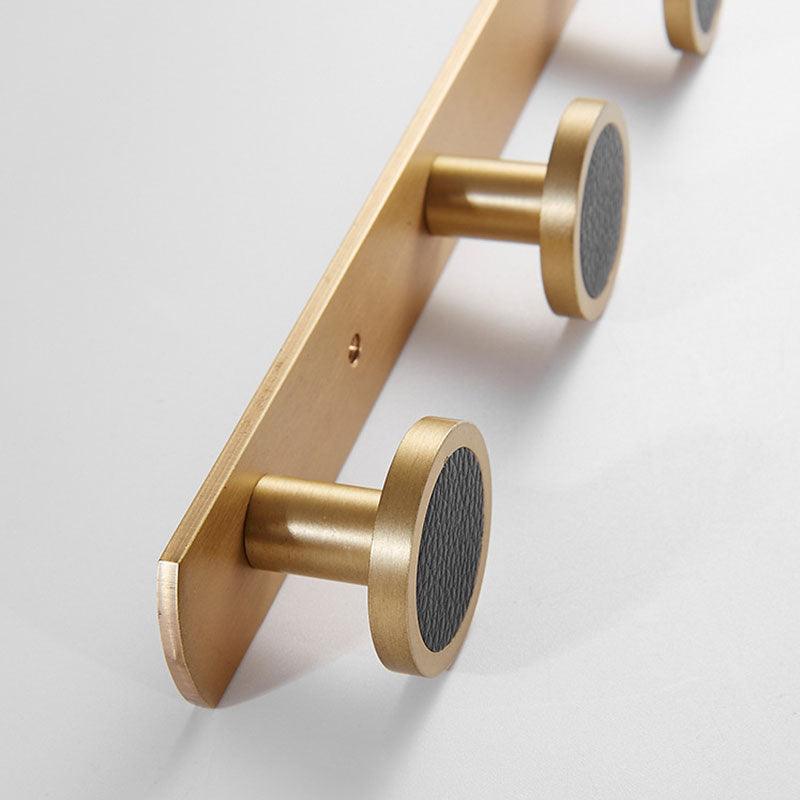 Lisslune | Elegant Luxe Gold Brass Wall Hook Rack with 5 Sturdy Hooks - Stylish Storage Solution