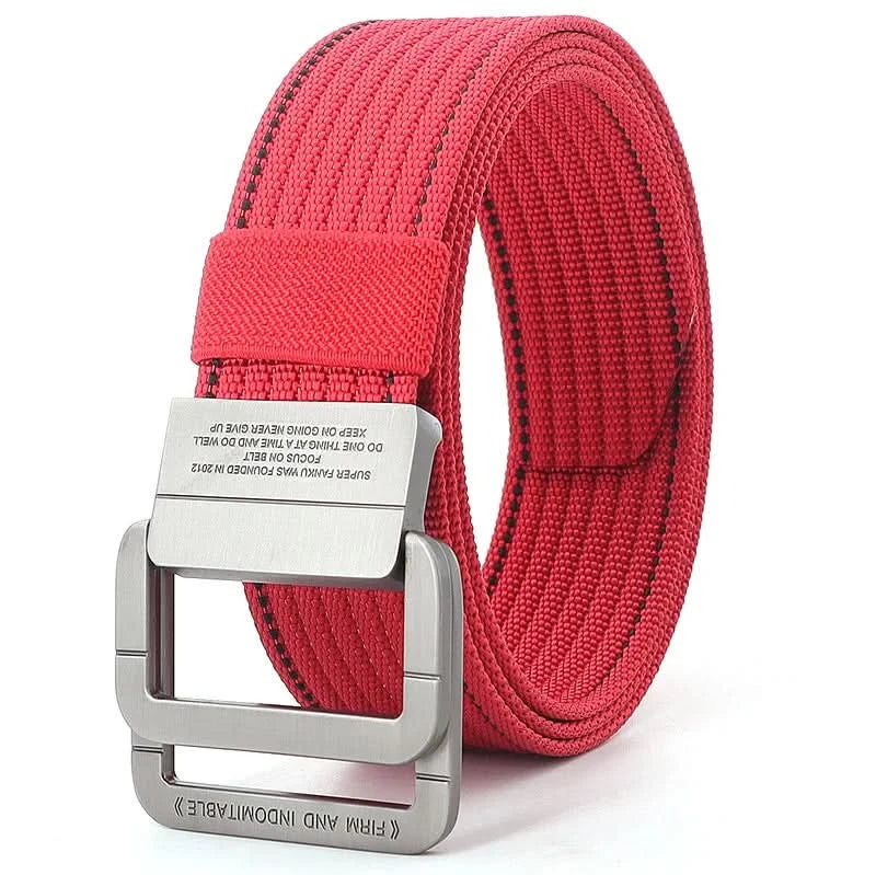 Lisslune | Unisex Canvas Belt – Double Metal Ring Buckle, Adjustable
