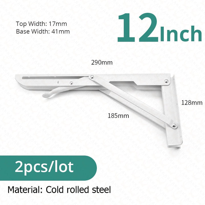 Lisslune | 2-piece set collapsible shelf brackets, heavy-duty, made of stainless steel for tables, motorhomes and space-saving