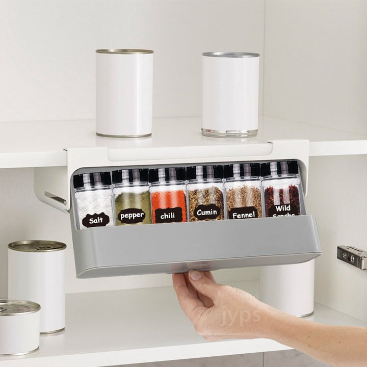 Lisslune | Extendable hanging wall spice rack for kitchen cabinet (no drilling)