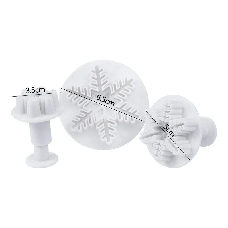 Rynx 3-piece set snowflake cutter fondant cookie mold cake decoration tool stamp cutter home decor baking accessories