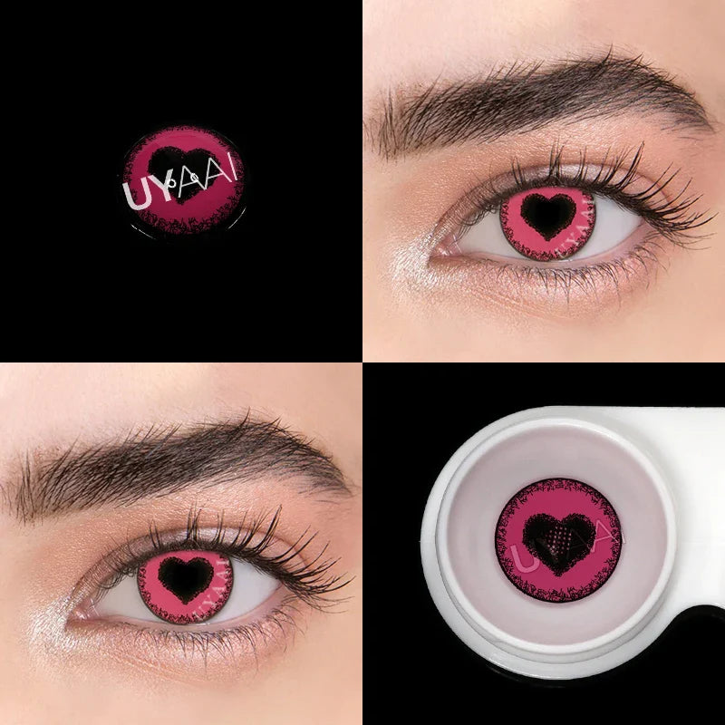 Rynx | 1 Pair Pink Lenses Anime Accessories Colored Contact Lenses Anime Lenses Spider Lenses Purple Lenses Cosplay Lenses