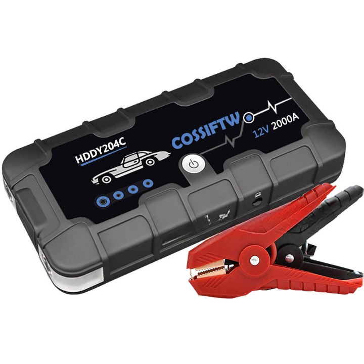 Lisslune | 2000A UltraSafe 12V Car Jump Starter – Portable Battery Booster Pack with USB Charger & LED Flashlight – Up to 6.0L Petrol / 3.0L Diesel Engines