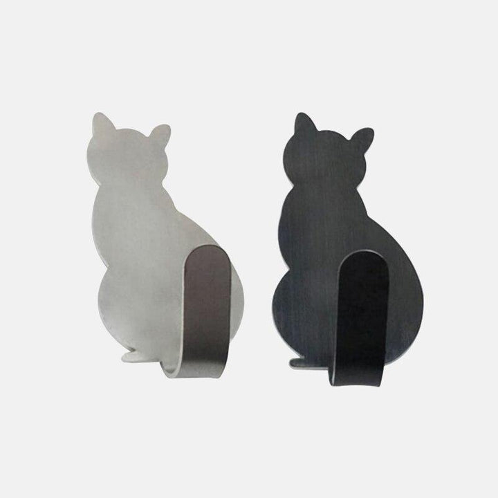Lisslune | 2 self-adhesive cat wall hooks made of stainless steel