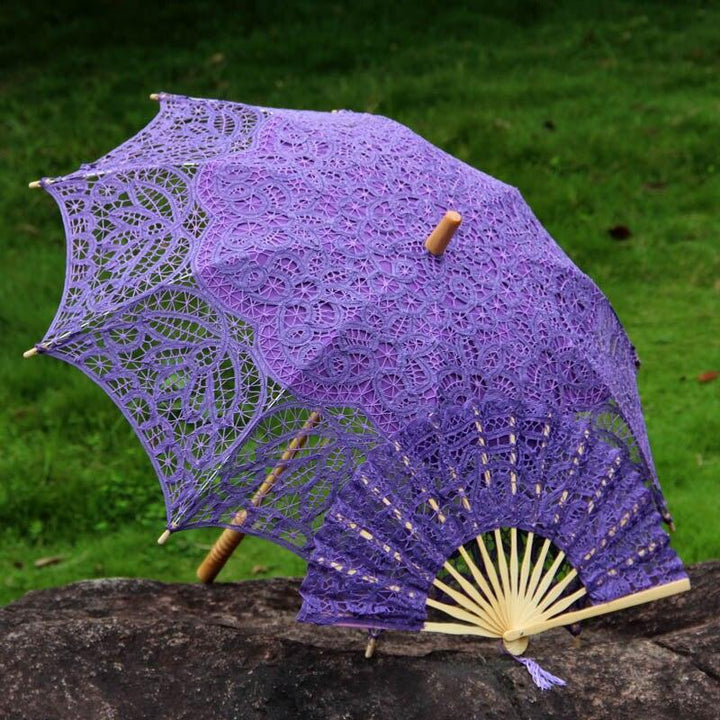 Lisslune | Victorian Elegance Bottle Umbrella and Fan Set: Handmade Timeless Beauty