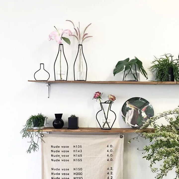 Rynx Retro Iron Line Table Flower Vase Pot Ornament Metal Plant Holder Nordic Styles Flower Vase Home Garden Decorations Wedding