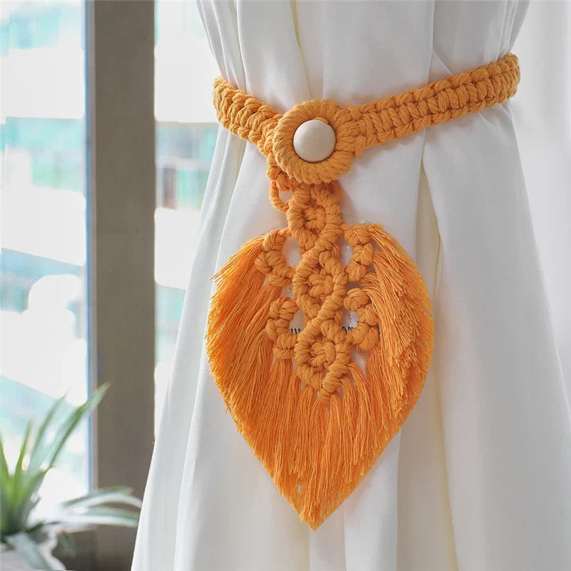 Rynx | Hand-woven macrame curtain tieback holder hooks living room boho decoration accessories hold band curtains