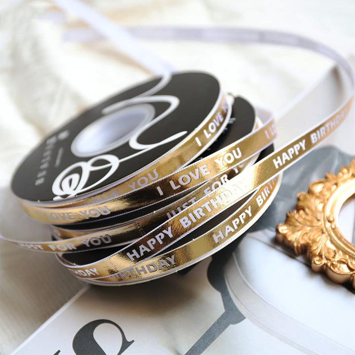 Lisslune | Luxurious Gold Bar Design Ribbon - 1 cm wide, 45 Yards for exquisite crafting and gift wrapping