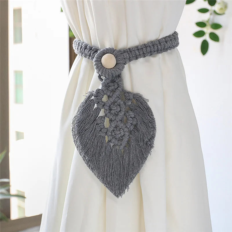 Rynx | Hand-woven macrame curtain tieback holder hooks living room boho decoration accessories hold band curtains