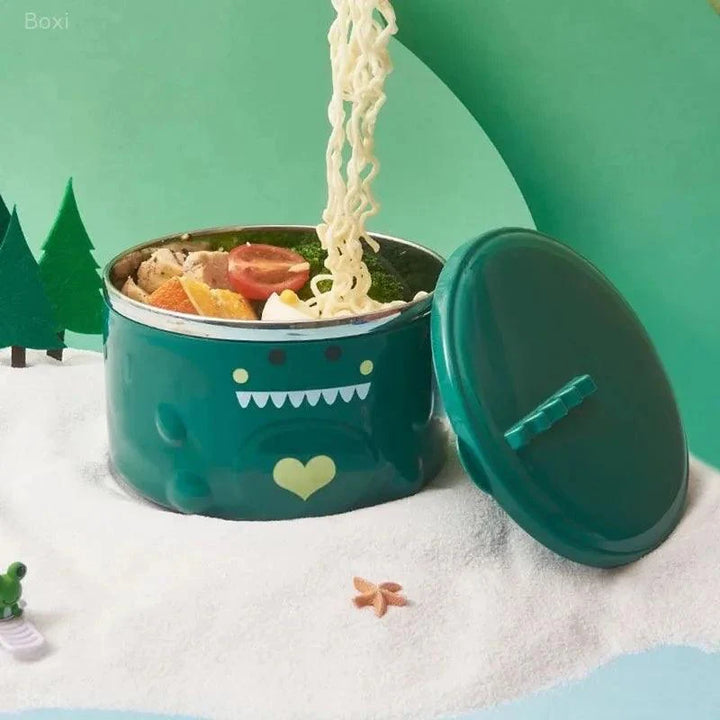Lisslune | Dino-themed Stainless Steel Lunch Bowl Set - Fun Food Container for Kids