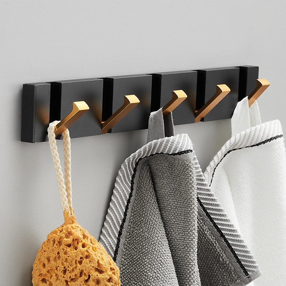 Lisslune | Modern Black Gold Compact Folding Towel Holder