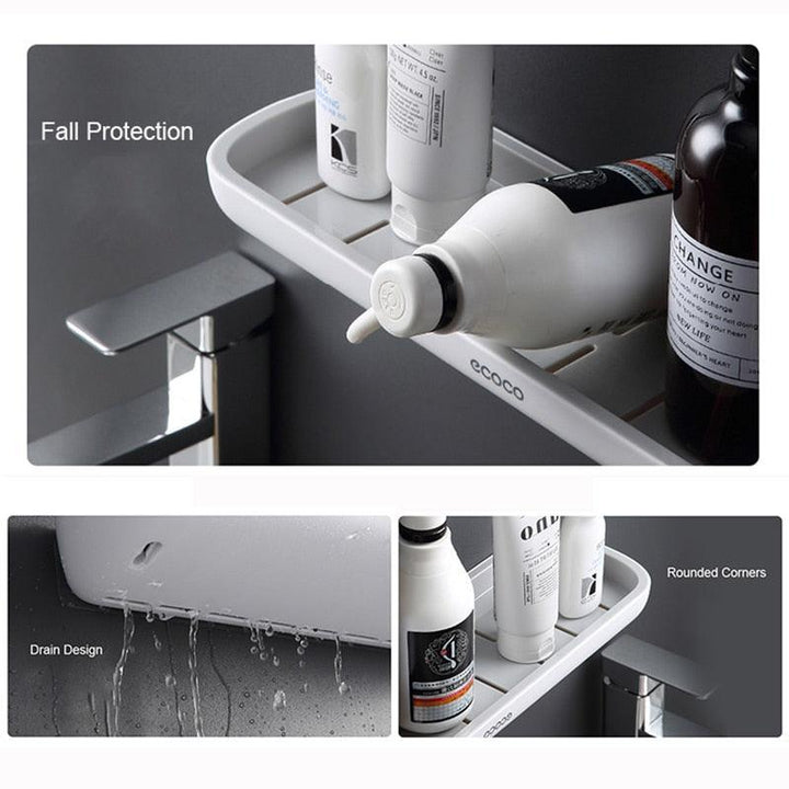 Lisslune | Modern Wall-Mounted Bathroom Organizer with Integrated Towel Holder | Drill-Free Shower Storage Solutions