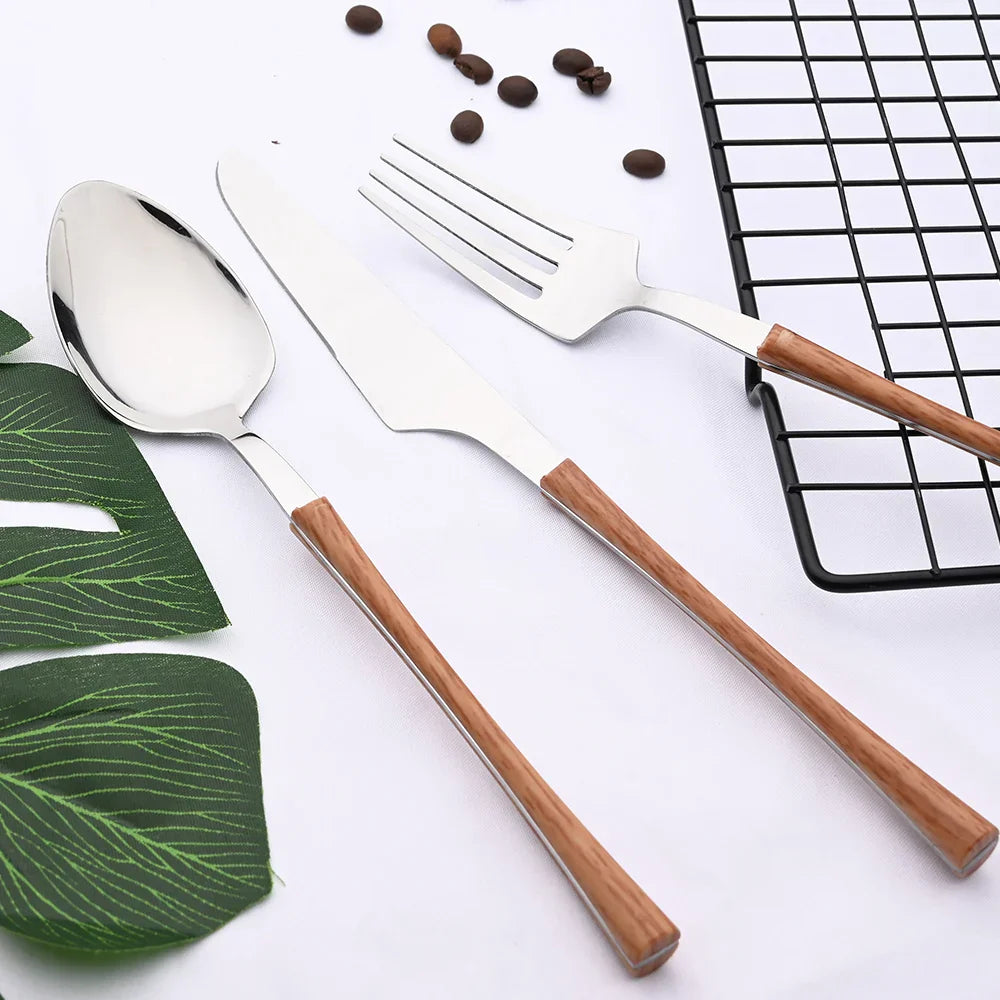 Lisslune | RusticDining | Stainless Steel Cutlery with Wooden Handles