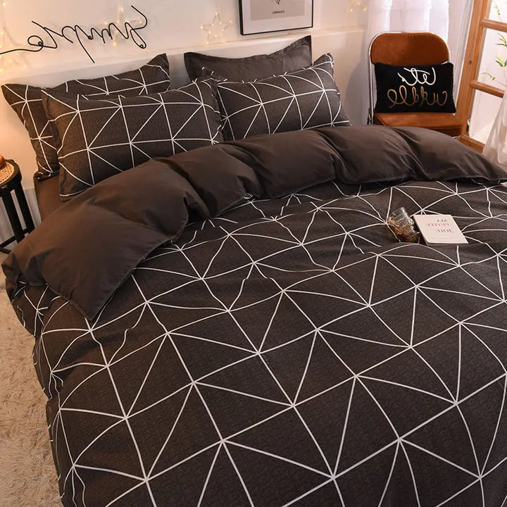 Rynx | Orange Bedding Set Girls Boys Bedding Sheet Plaid Duvet Cover No Filling 240x220 Single Double Queen King Bedding