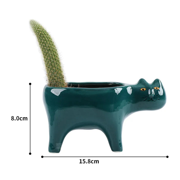 Rynx | Cute Cat Ceramic Pot Garden Flower Plant Animal Picture Cactus Plant Pot Succulent Plant Container Table Decoration