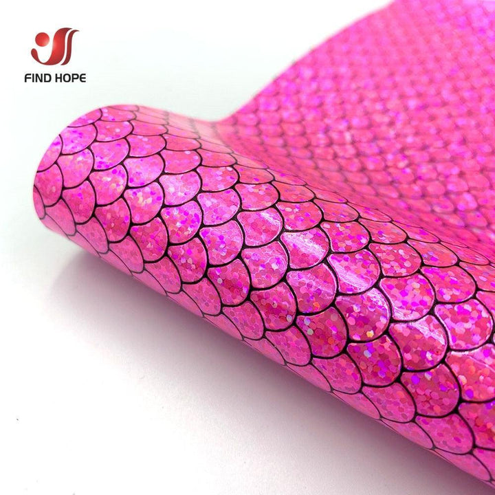 Lisslune | Enchanted holographic mermaid scales PU synthetic leather for creative DIY projects