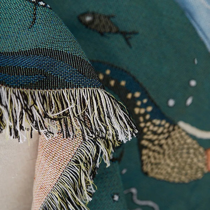 Rynx | Textile City Nordic Style Throw Blanket Mermaid Pattern Blanket for Bed Living Room Tapestry Carpet Sofa Bedspread Bedding