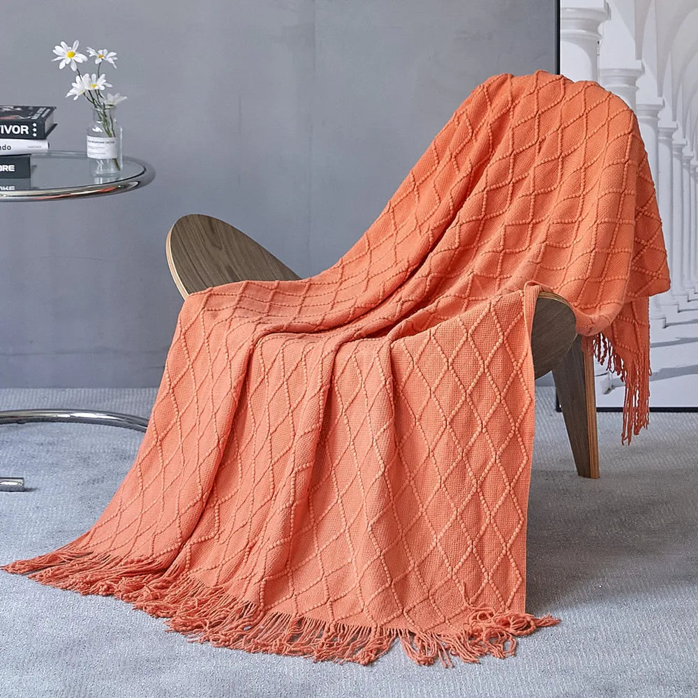 Lisslune | purple diamond knit blanket
