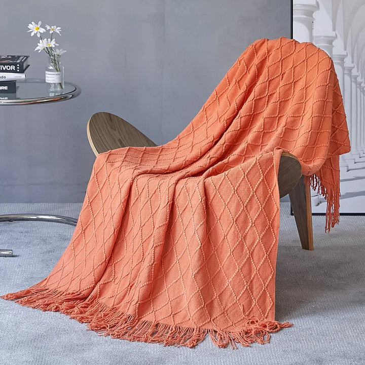 Lisslune | purple diamond knit blanket