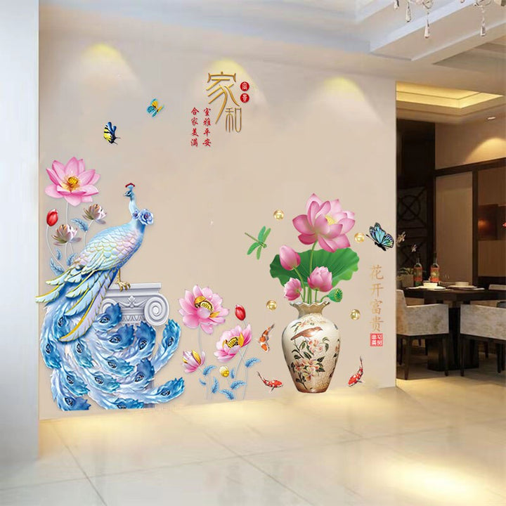 Lisslune | 3D Peacock Flower Style Wall Sticker