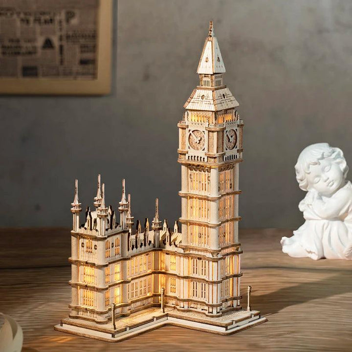 Lisslune | 3D Architectural Wooden Puzzle Set: Build Big Ben, Tower Bridge & Five-Story Pagoda