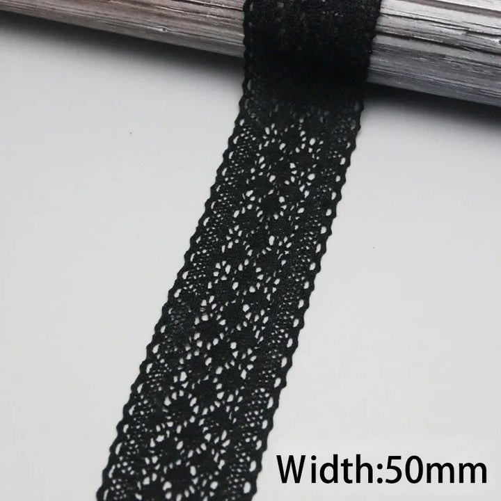 Rynx | (5 meters/roll) black lace fabric cotton embroidery trim DIY sewing handmade craft ribbons materials