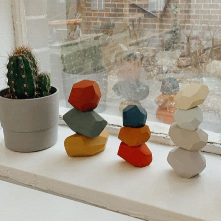 Lisslune | Wood Stone Balancing Blocks Natural Wooden Toy