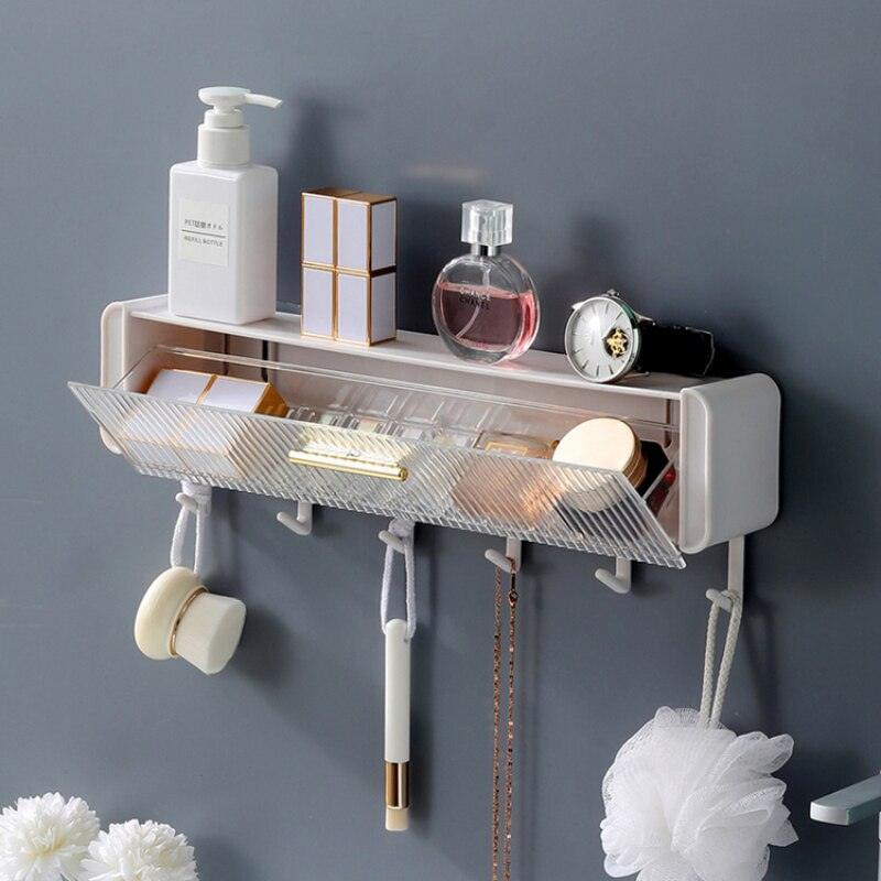 Lisslune | Versatile kitchen and bathroom shelf with drawer and hooks