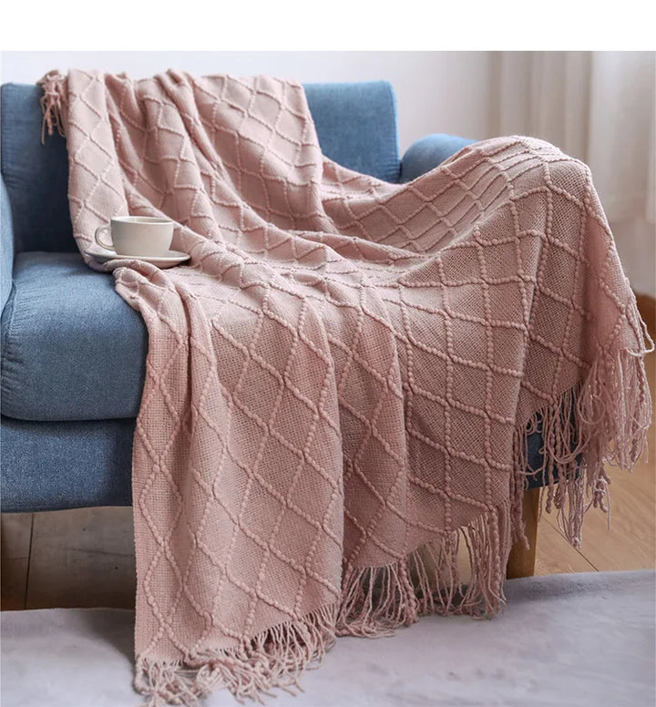 Lisslune | purple diamond knit blanket