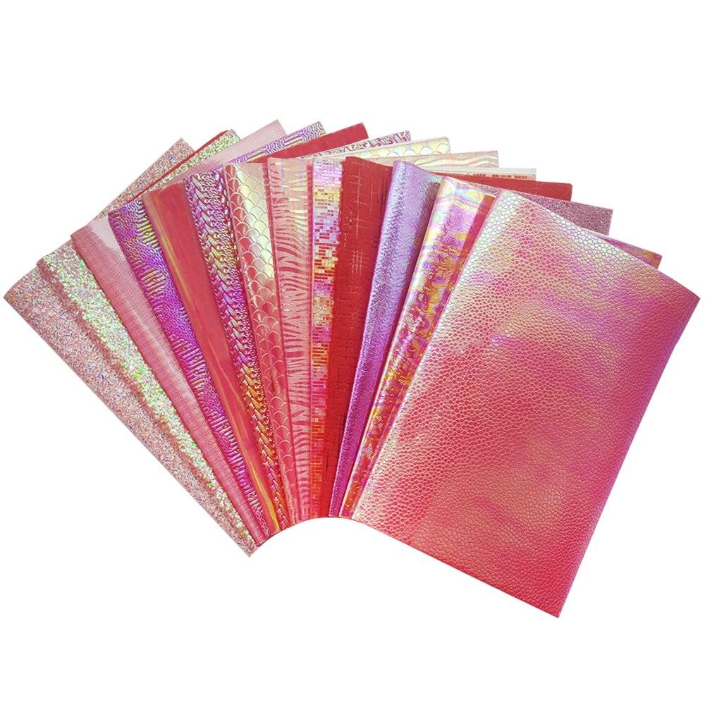 Lisslune | Shiny Red Chunky Glitter Craft Fabric Sheets - A4 Size for DIY Projects