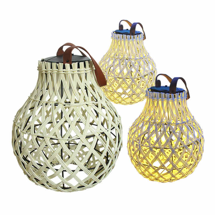 Lisslune | Solar LED Rattan Lantern – Large Outdoor Lighting in Oval Design for Garden and Terrace