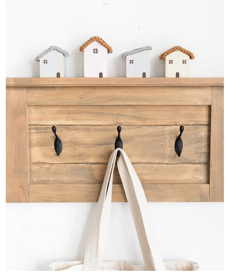 Rynx | Nordic Wooden House Ornaments Home Decor Wood Architecture with Woven Evidence Sweet Desk Miniature Craft Work Children's Room Decor
